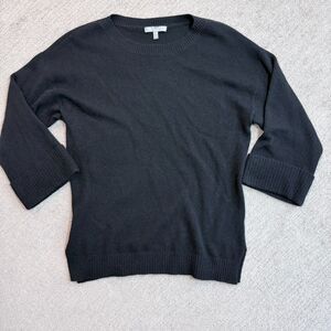 Neiman Marcus 100% Cashmere Sweater M Black Crewneck Quiet Luxury